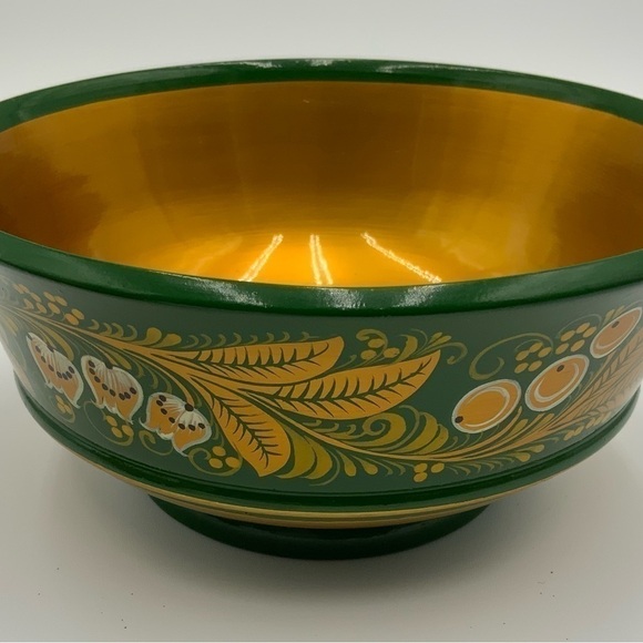 Stunning Vintage Russian (USSR) Khokhloma Hand Painted Lacquer Wooden Bowl Set - Picture 5 of 8